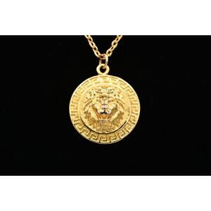 Meghan Bo Designs Lion Pendant Necklace Gold Tone Signed BinAU